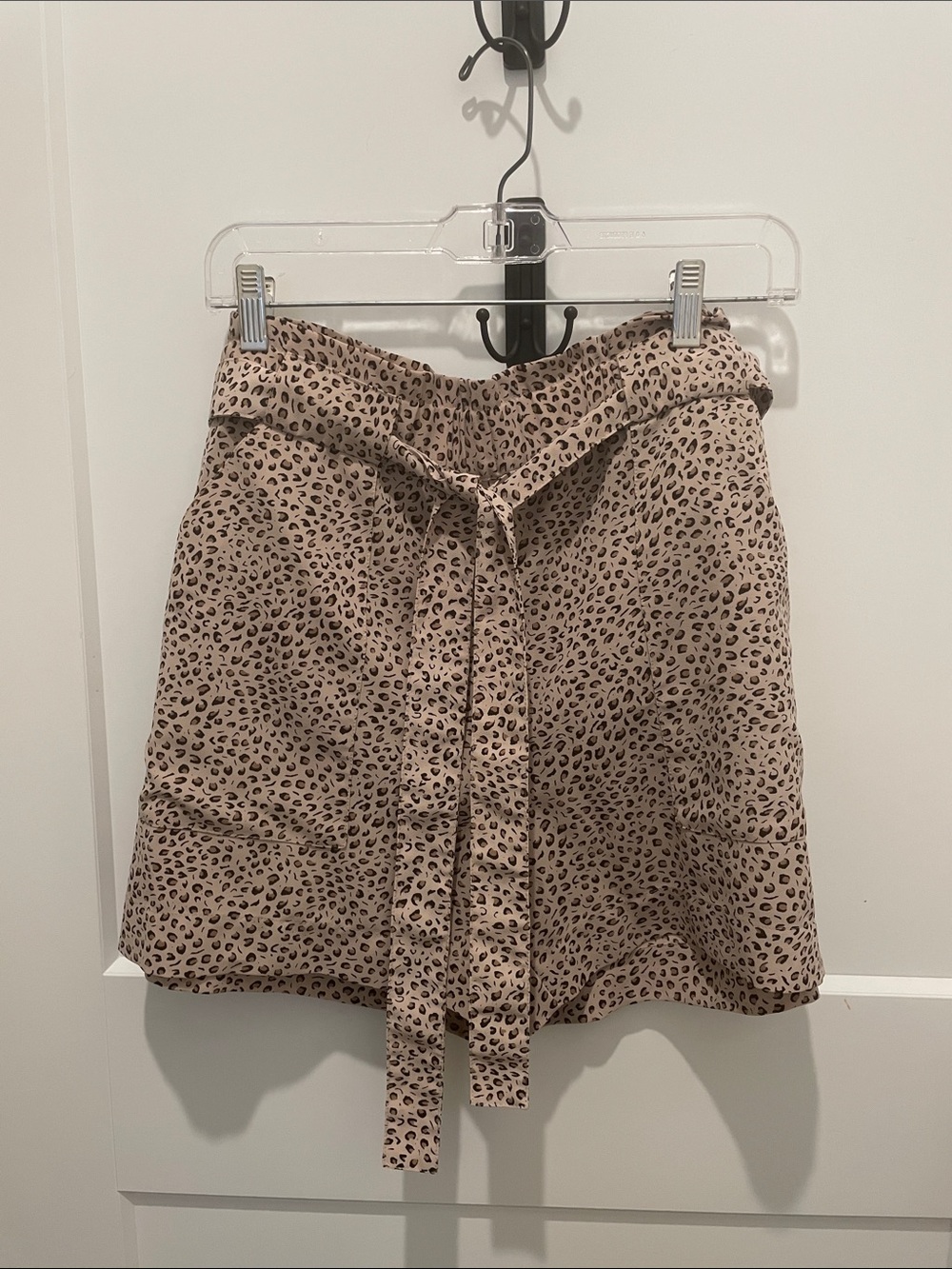 Sanctuary Beige Leopard Print Tie-Waist A-Line Shorts